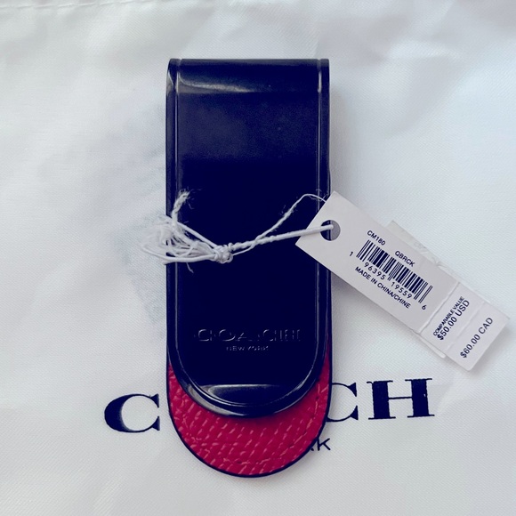 NWT Coach CM180 Money Clip Bright Poppy Red Leather - Picture 5 of 6